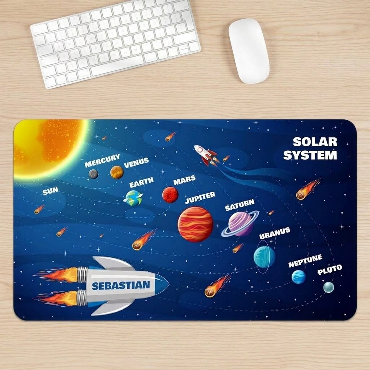 Personalised XXL mouse pad with name for children - Solar System