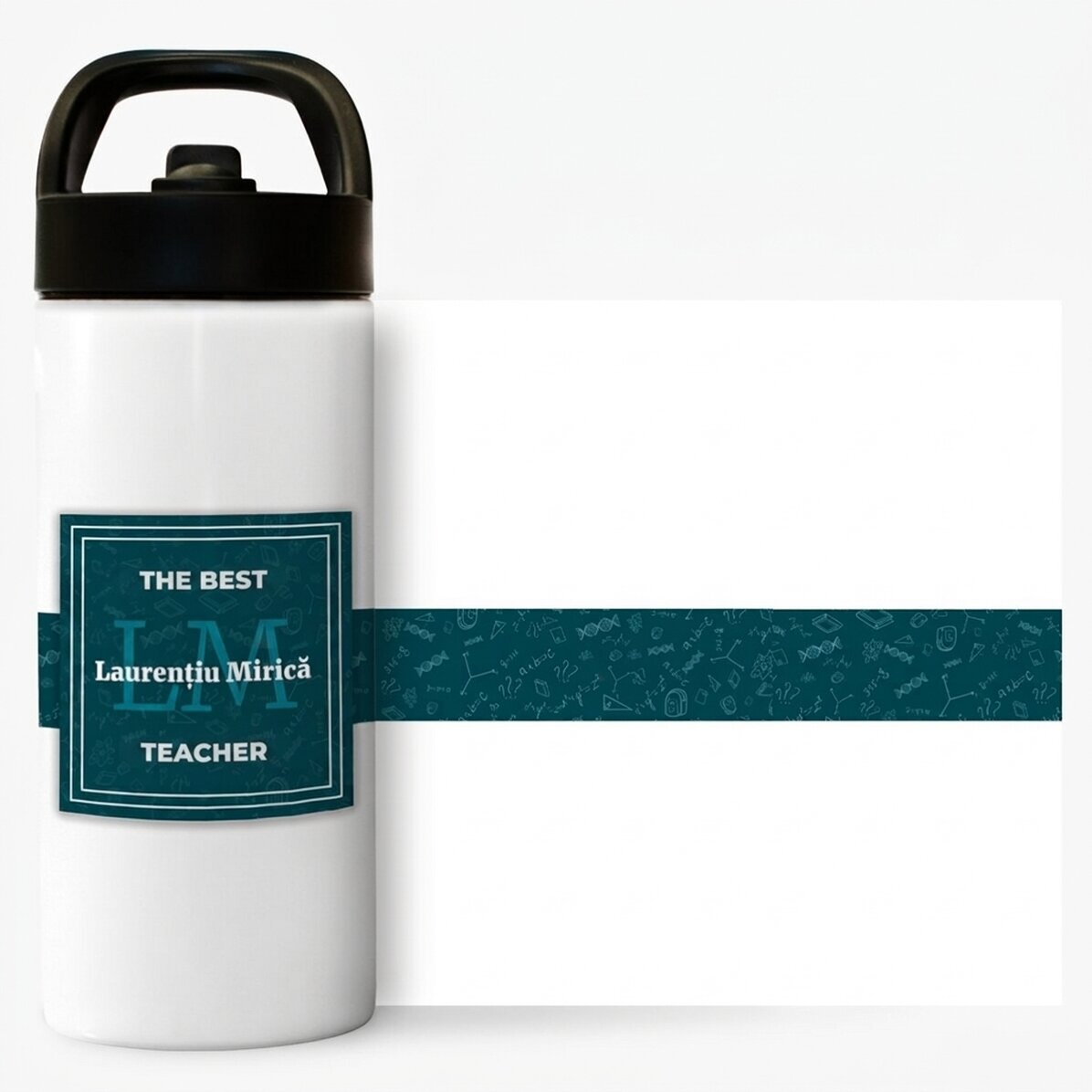Thermos with handle and straw personalised with name and initials - Best Teacher