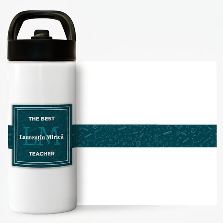 Thermos with handle and straw personalised with name and initials - Best Teacher