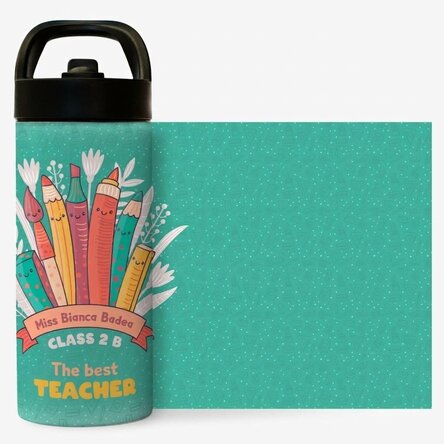 Thermos with handle and straw personalised with name - The best teacher