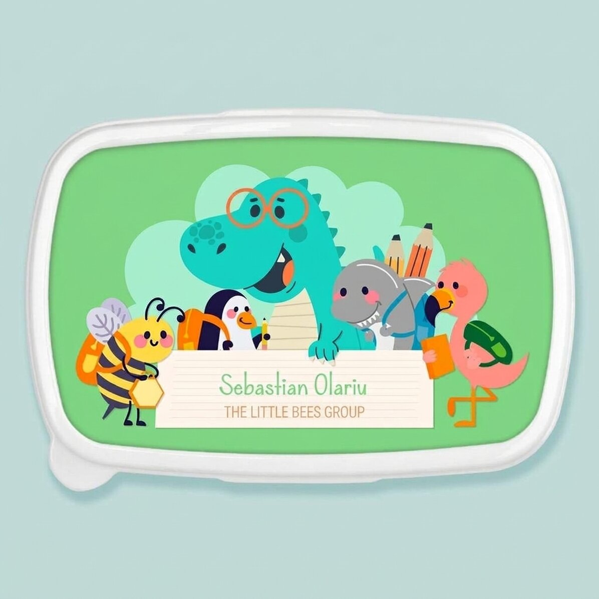 Lunch box, personalised with text - Animals