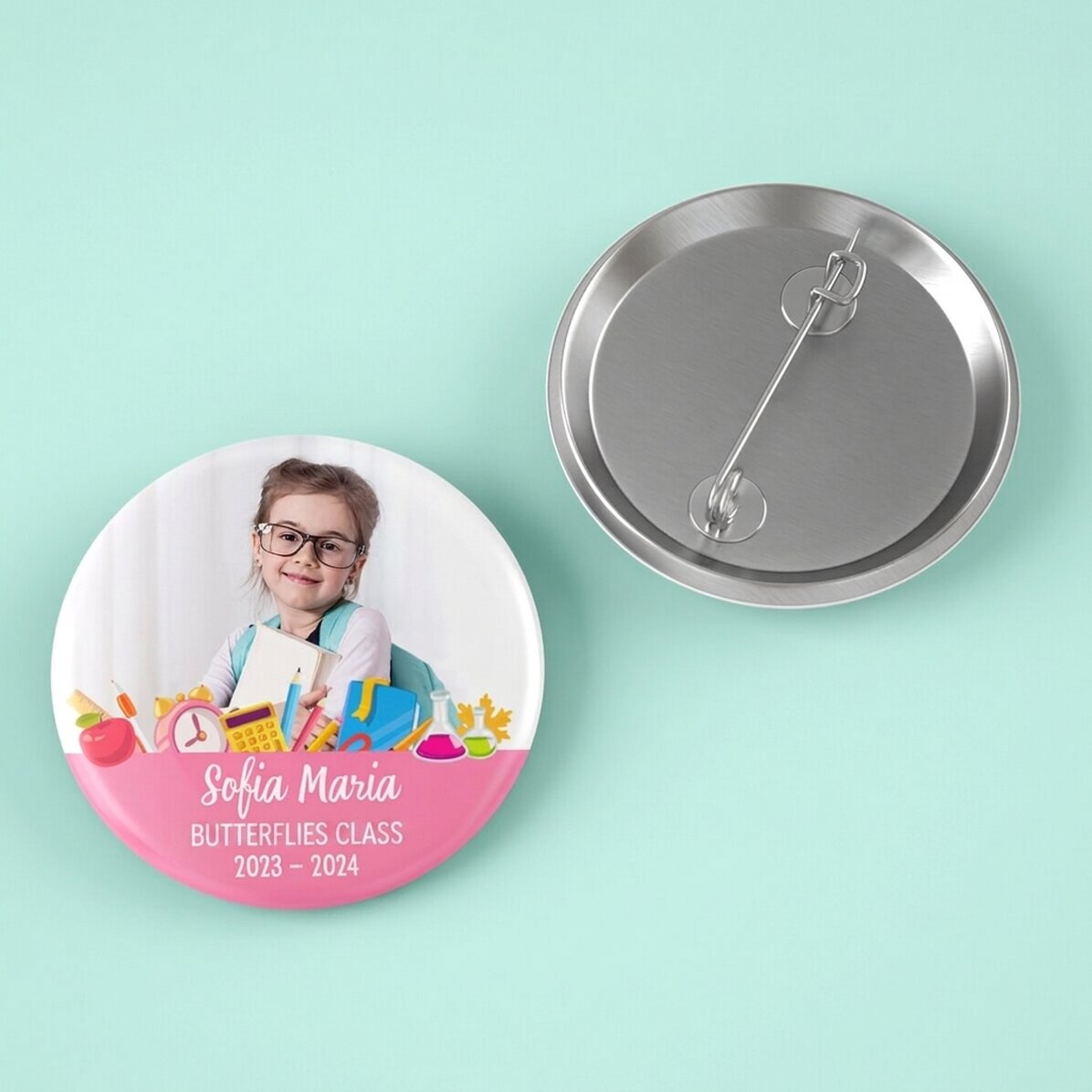 Personalised badge with photo and text - Back to school