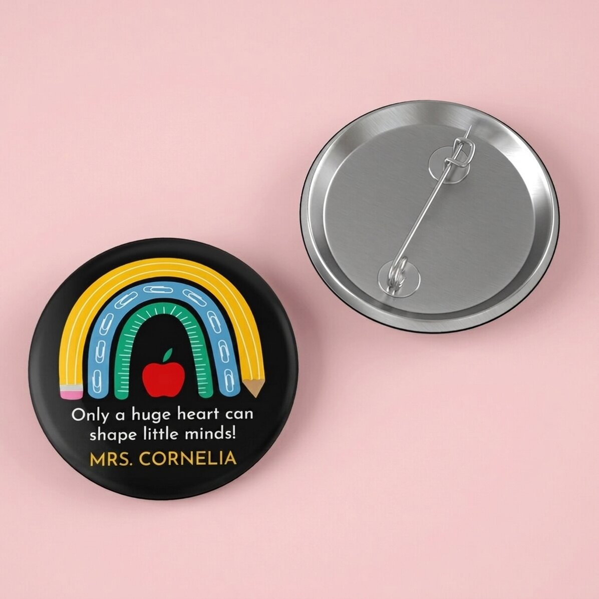 Personalised badge with text for nursery teachers