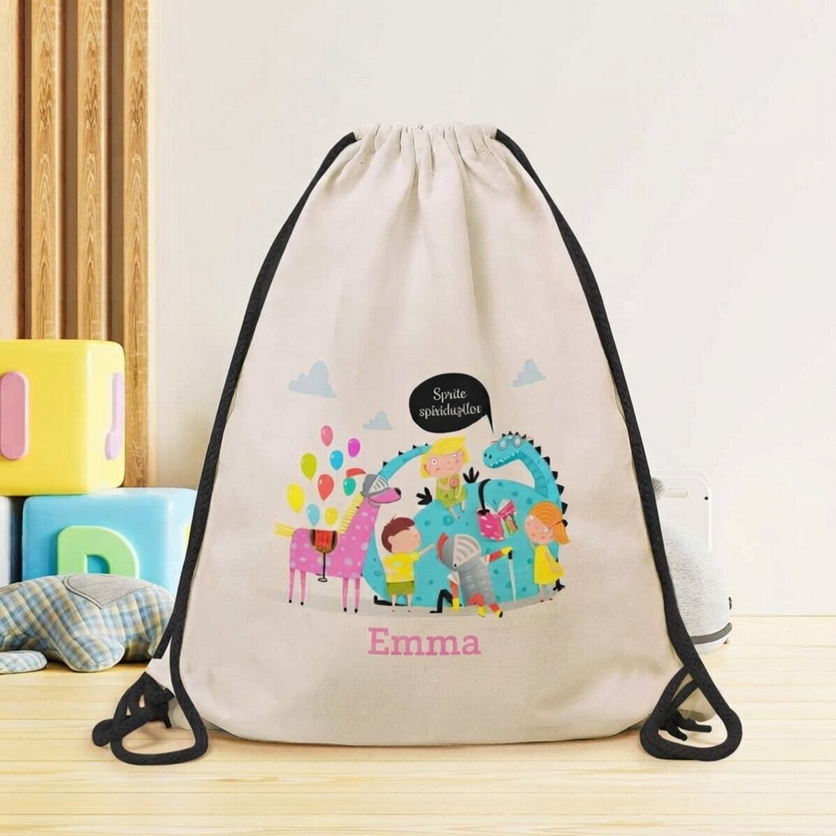 Personalised backpack with name - Reading dragon