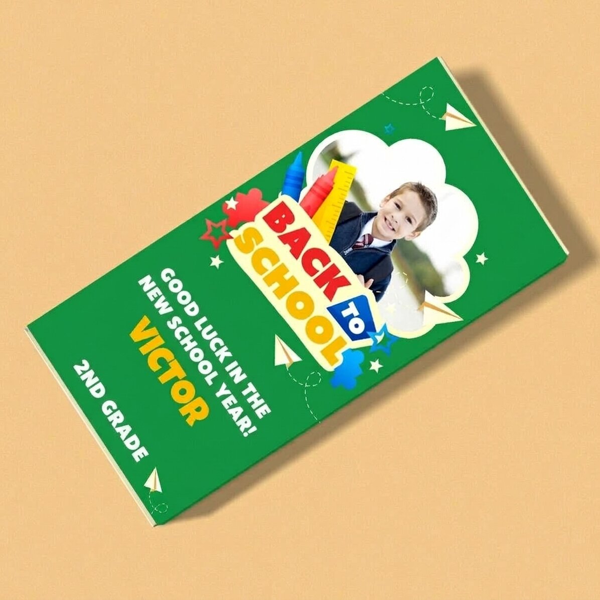 Personalised chocolate with message and photo - Back to school