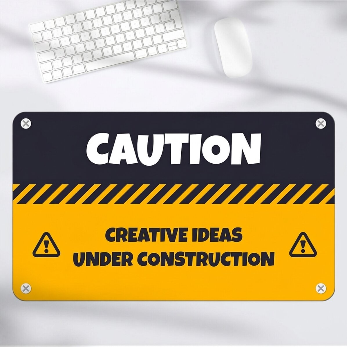 Customised XXL mouse pad with text - CAUTION