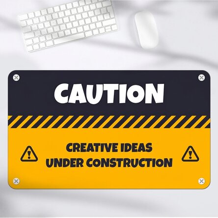 Customised XXL mouse pad with text - CAUTION