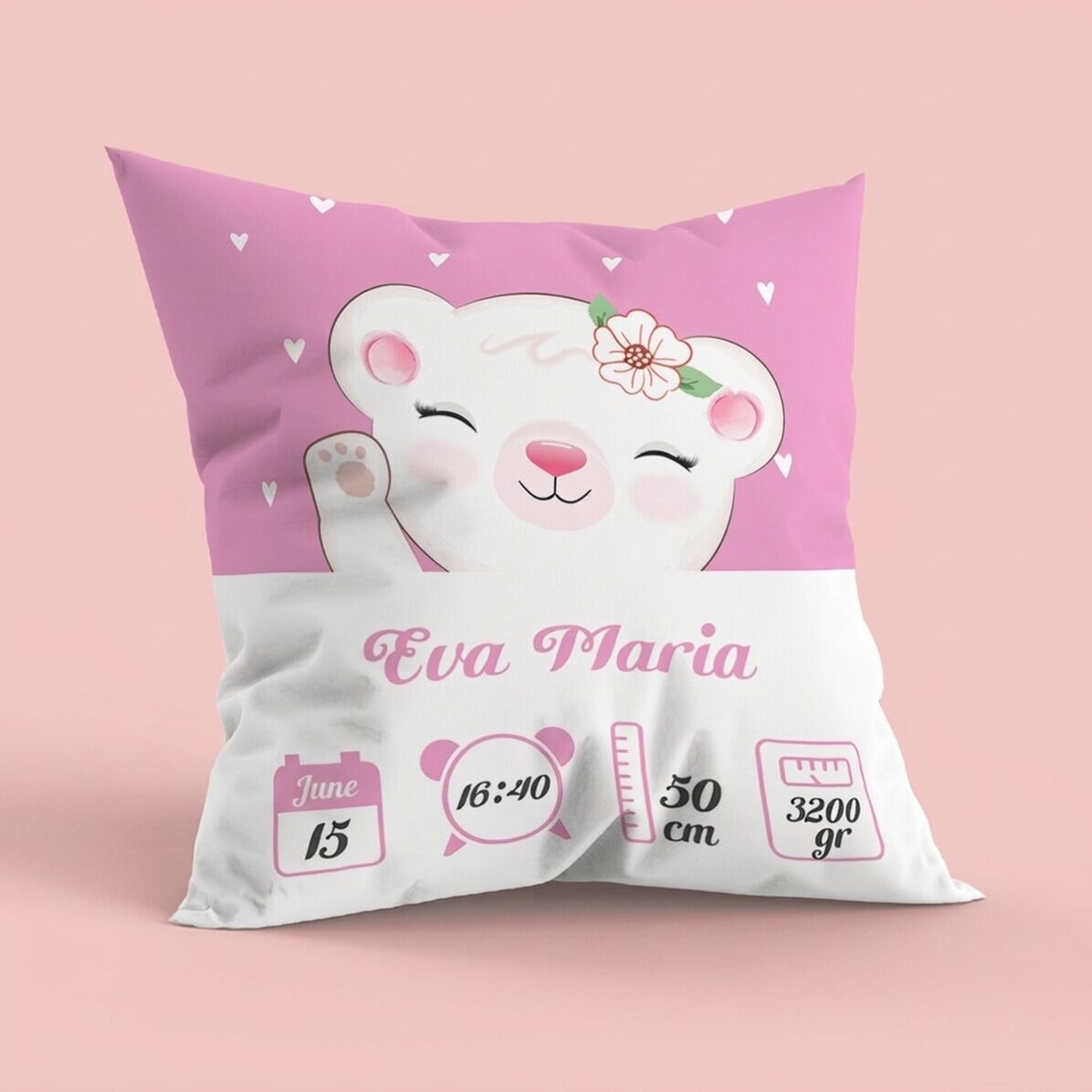 Personalised cushion with text, large size - Baby