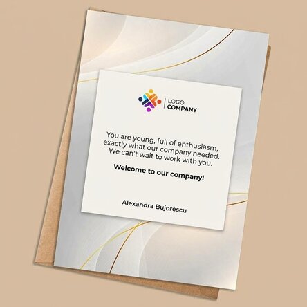 Personalised card with logo and text - Welcome