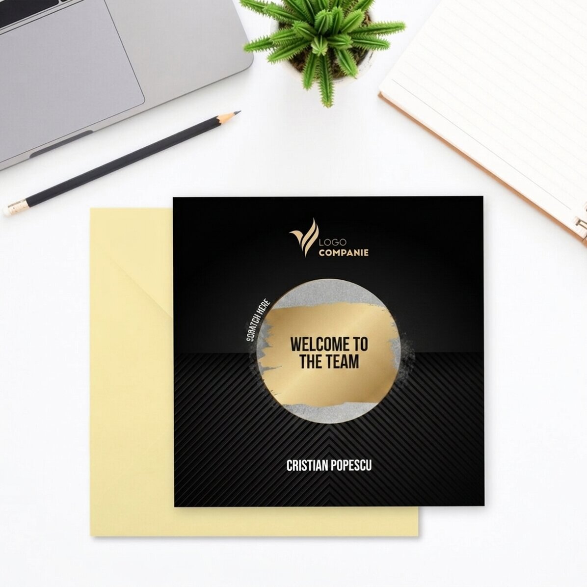 Personalised scratch card with logo and text - Welcome