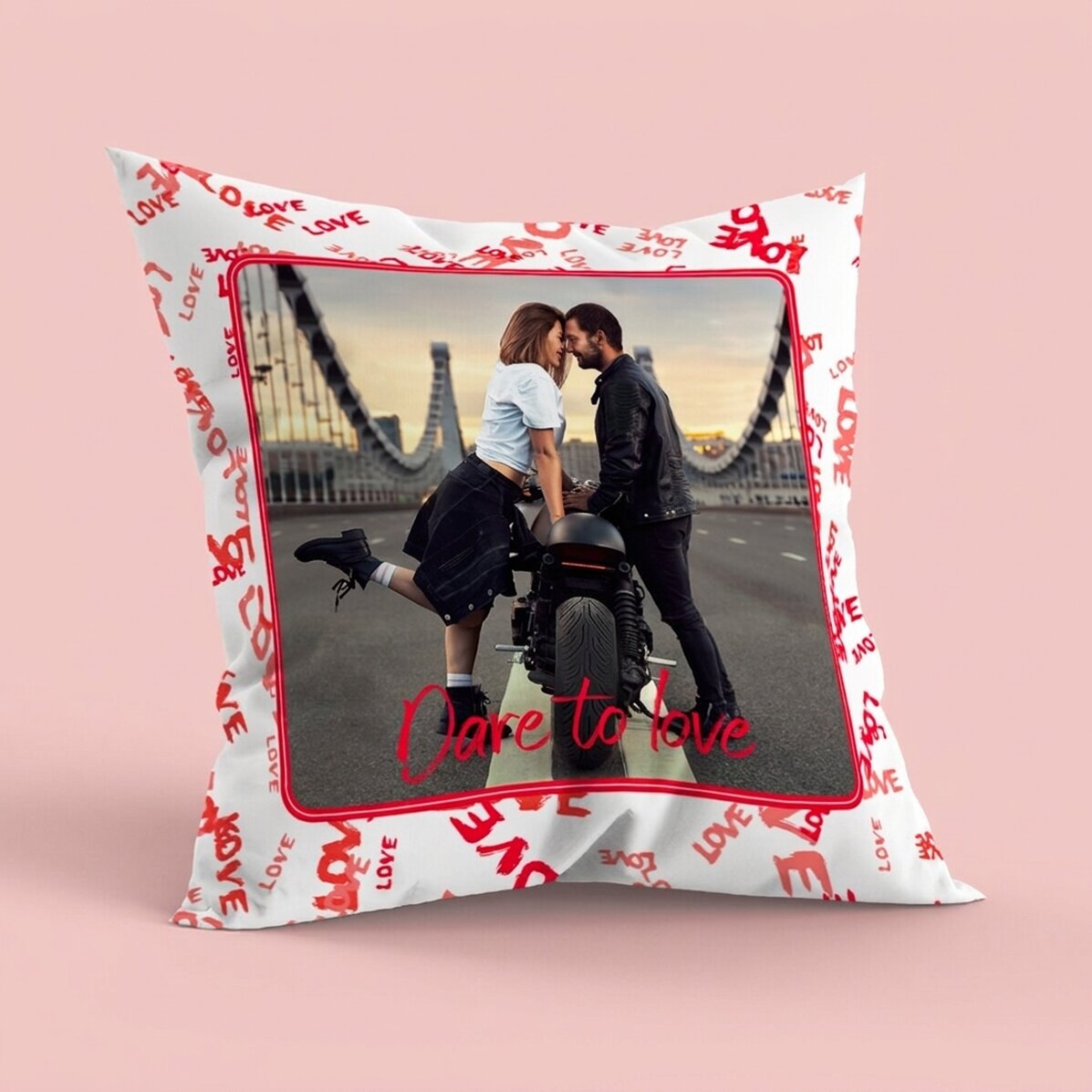 Personalised cushion with 5 photos, large format - Dare to love