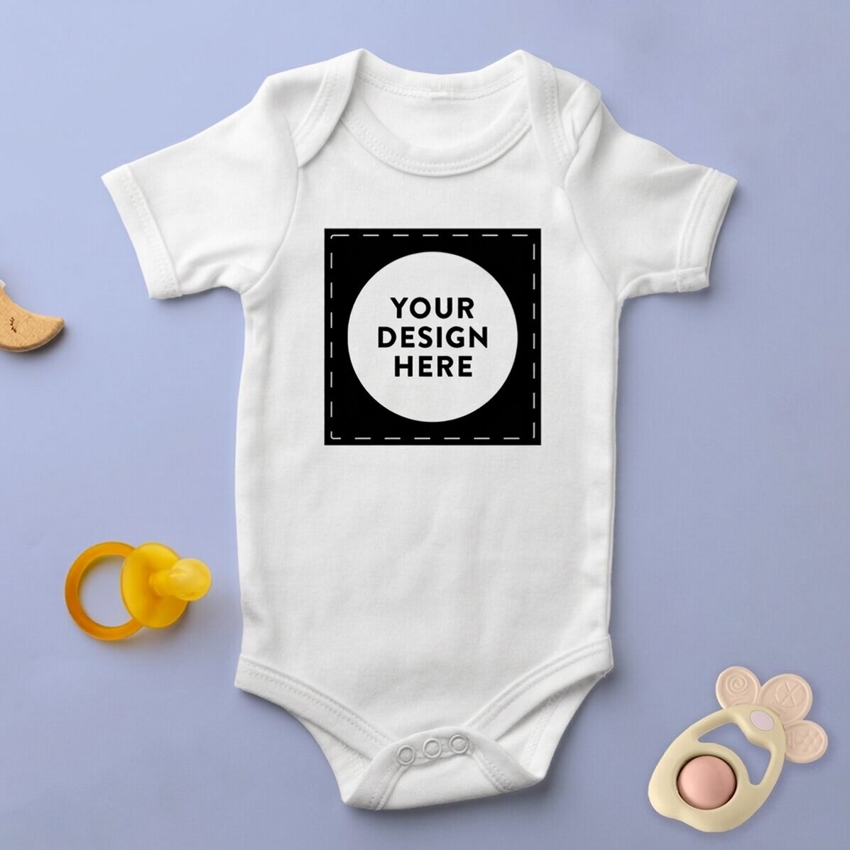 Personalised baby bodysuit with your own square graphic
