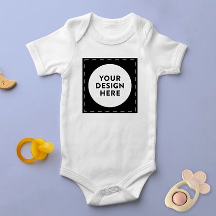 Personalised baby bodysuit with your own square graphic