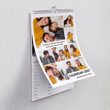 Personalised calendar with photos and message