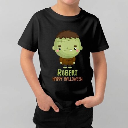 Personalised cotton T-shirt for children with text – Halloween characters