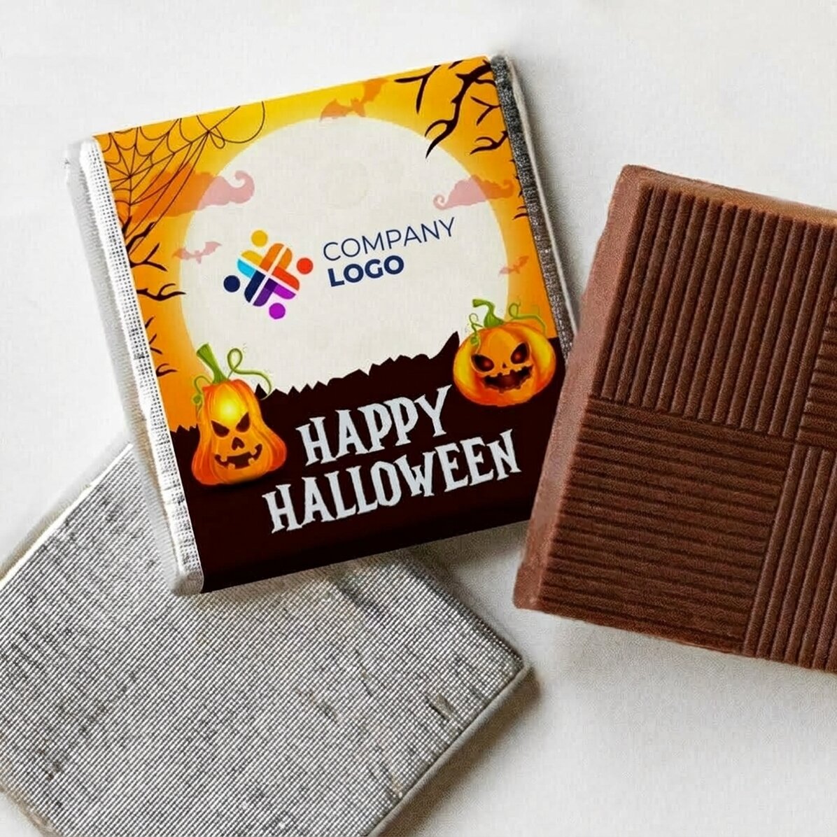 Personalised mini chocolate with logo and message - Happy Halloween