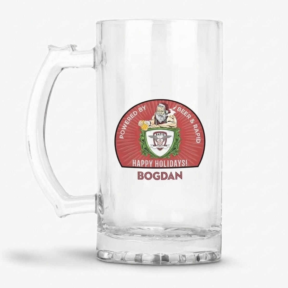 FC Rapid beer mug personalised with text - Christmas Edition