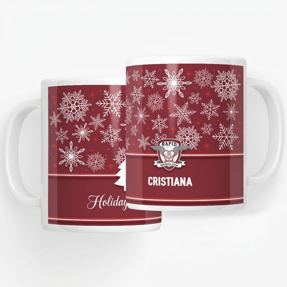 FC Rapid mug personalised with text - Snowflakes
