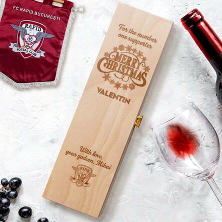FC Rapid wine box personalised with text - Merry Christmas
