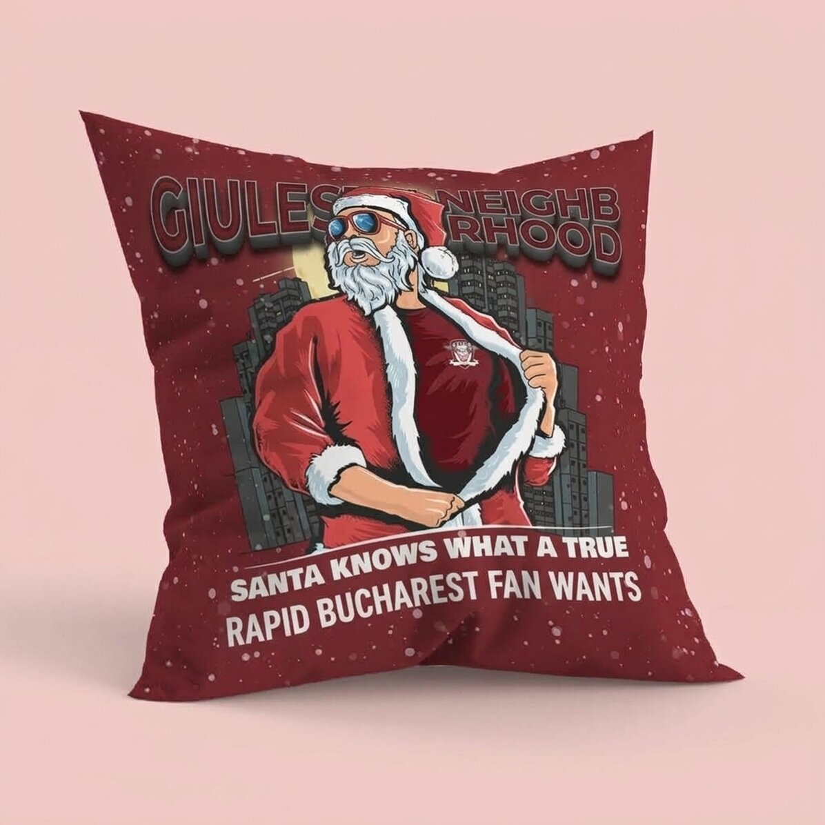 FC Rapid 1923 cushion personalised with text, large size - Mosul din Giulesti