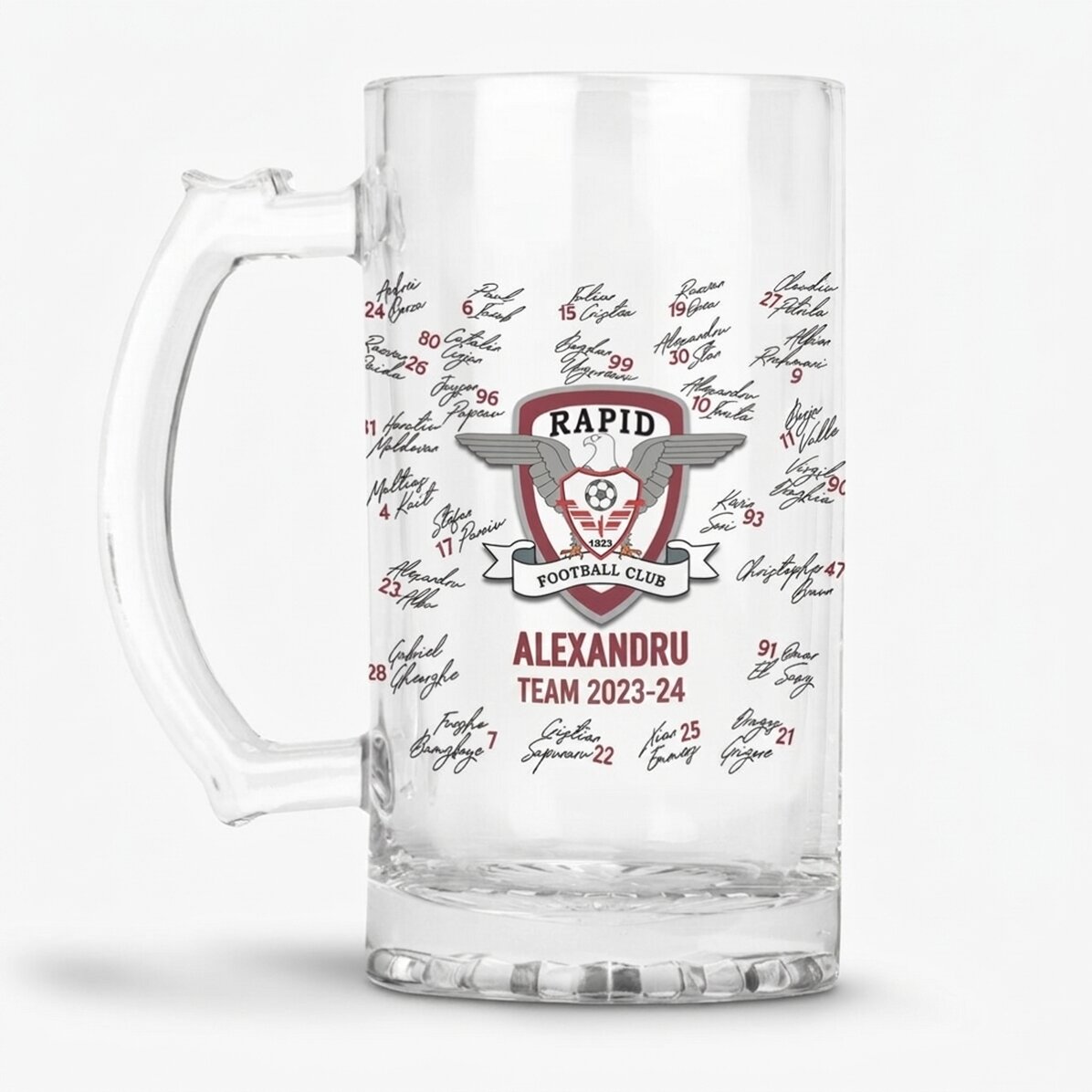 FC Rapid beer mug personalised with text - Team 2023-24