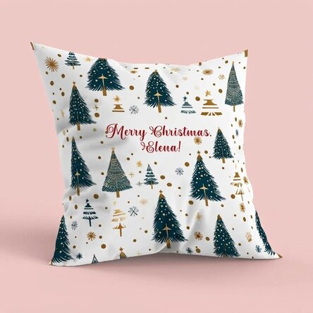 Personalised cushion with message - Christmas tree