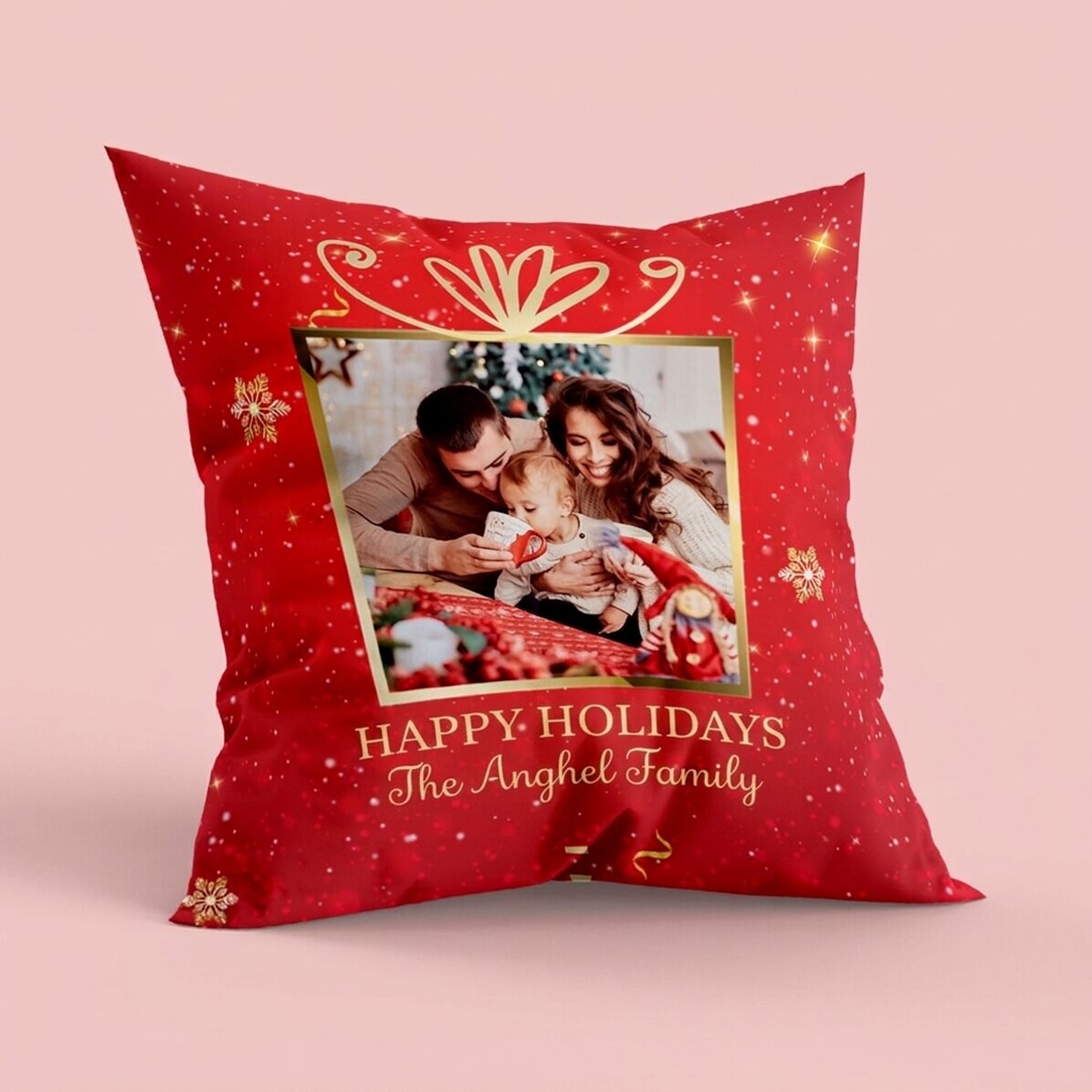 Personalised cushion with a photo and message - Christmas gift