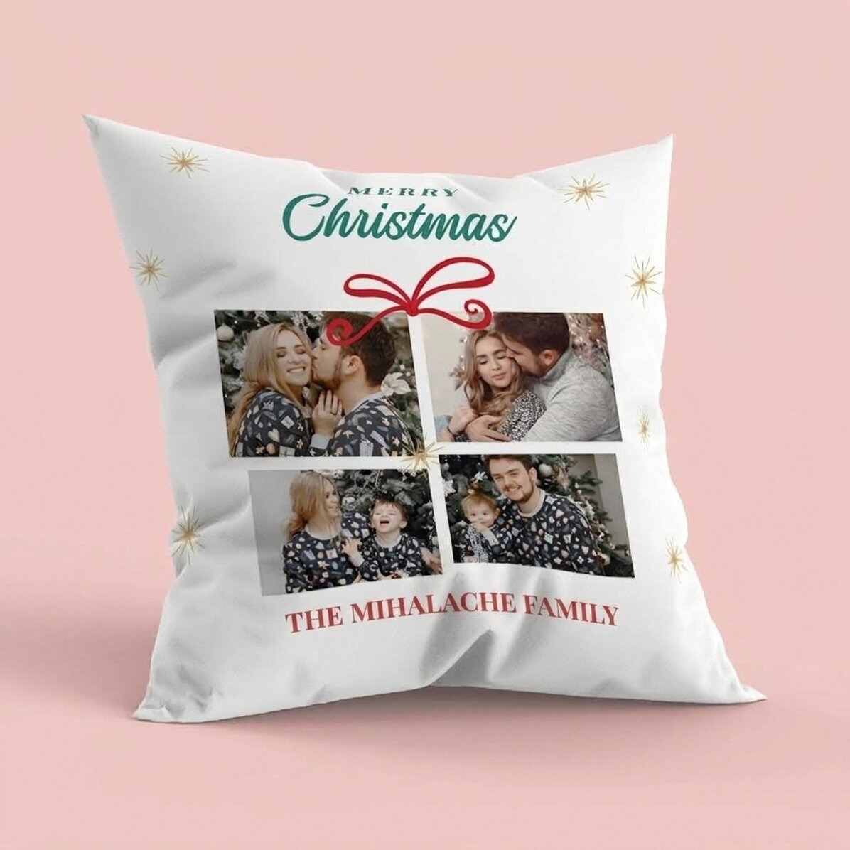 Personalised cushion with 4 photos and message - Gift