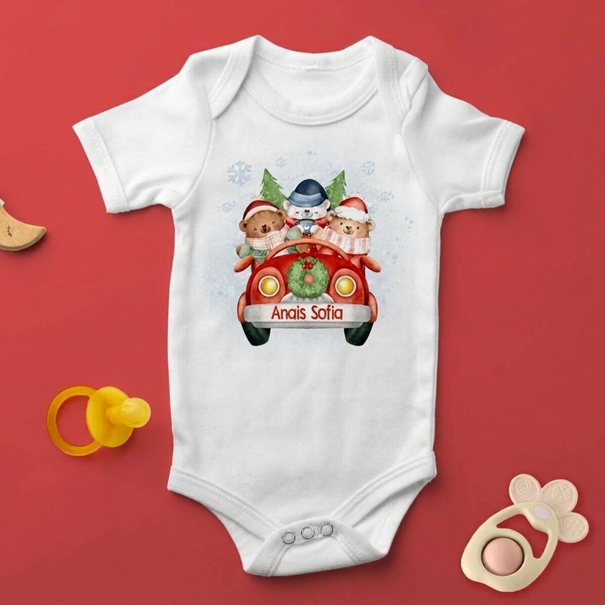 Personalised baby bodysuit with text - Christmas