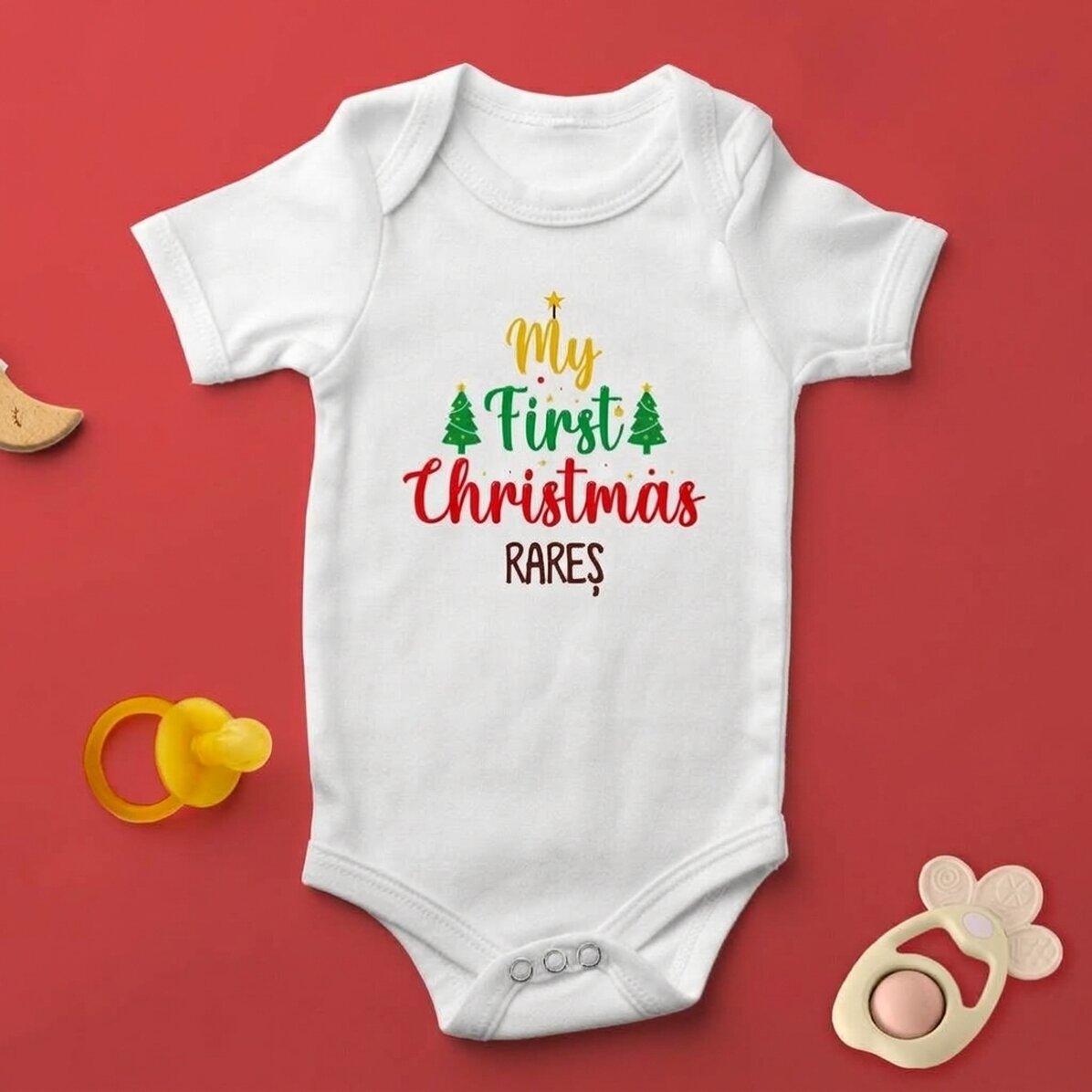 Personalised baby bodysuit with text - My first Christmas
