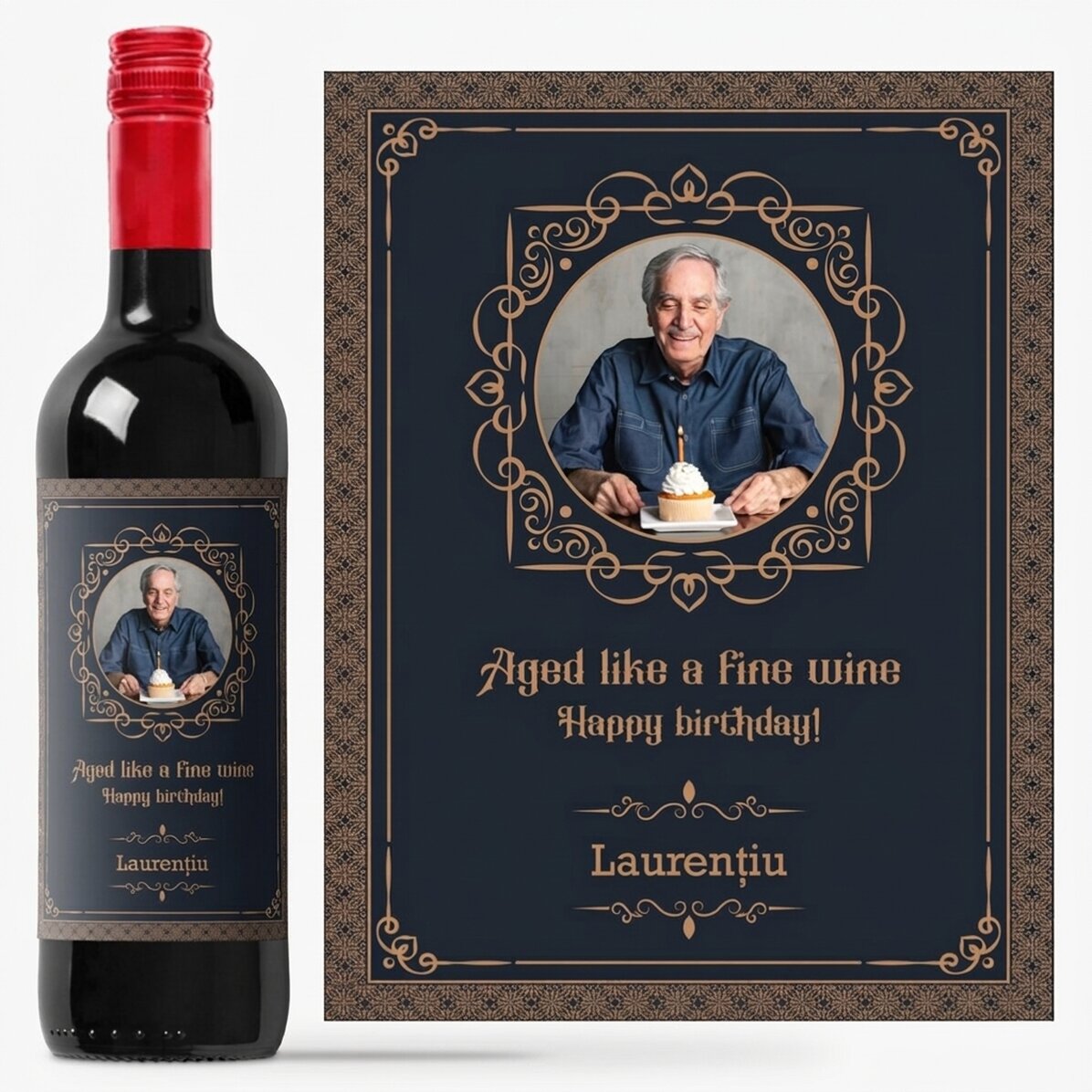 Personalised wine with a photo and message - Aged like a fine wine