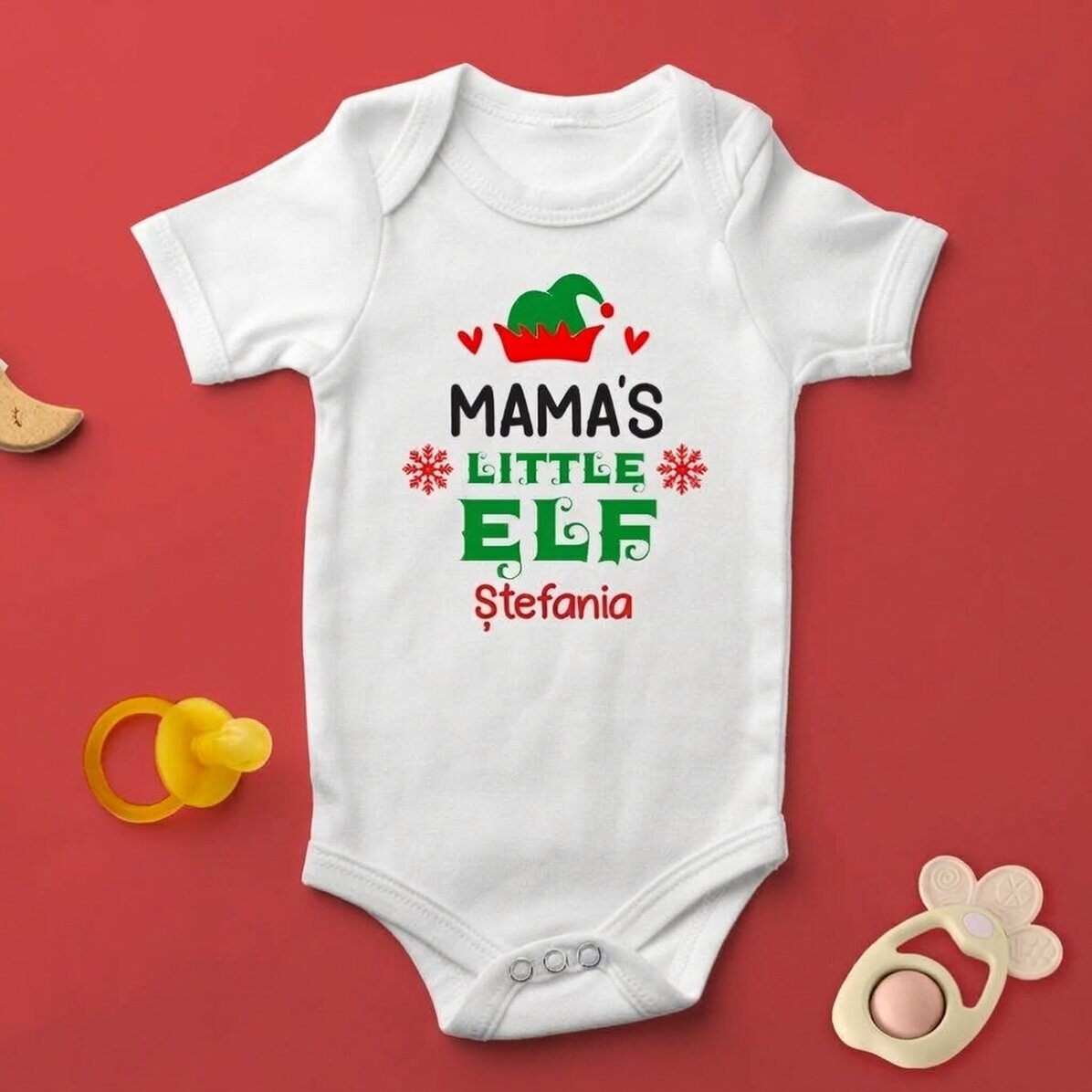 Personalised baby bodysuit with text - Little elf