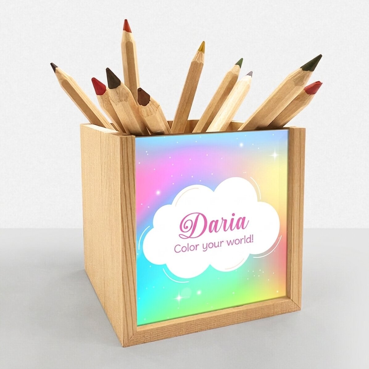 Personalised pencil holder with name - Rainbow