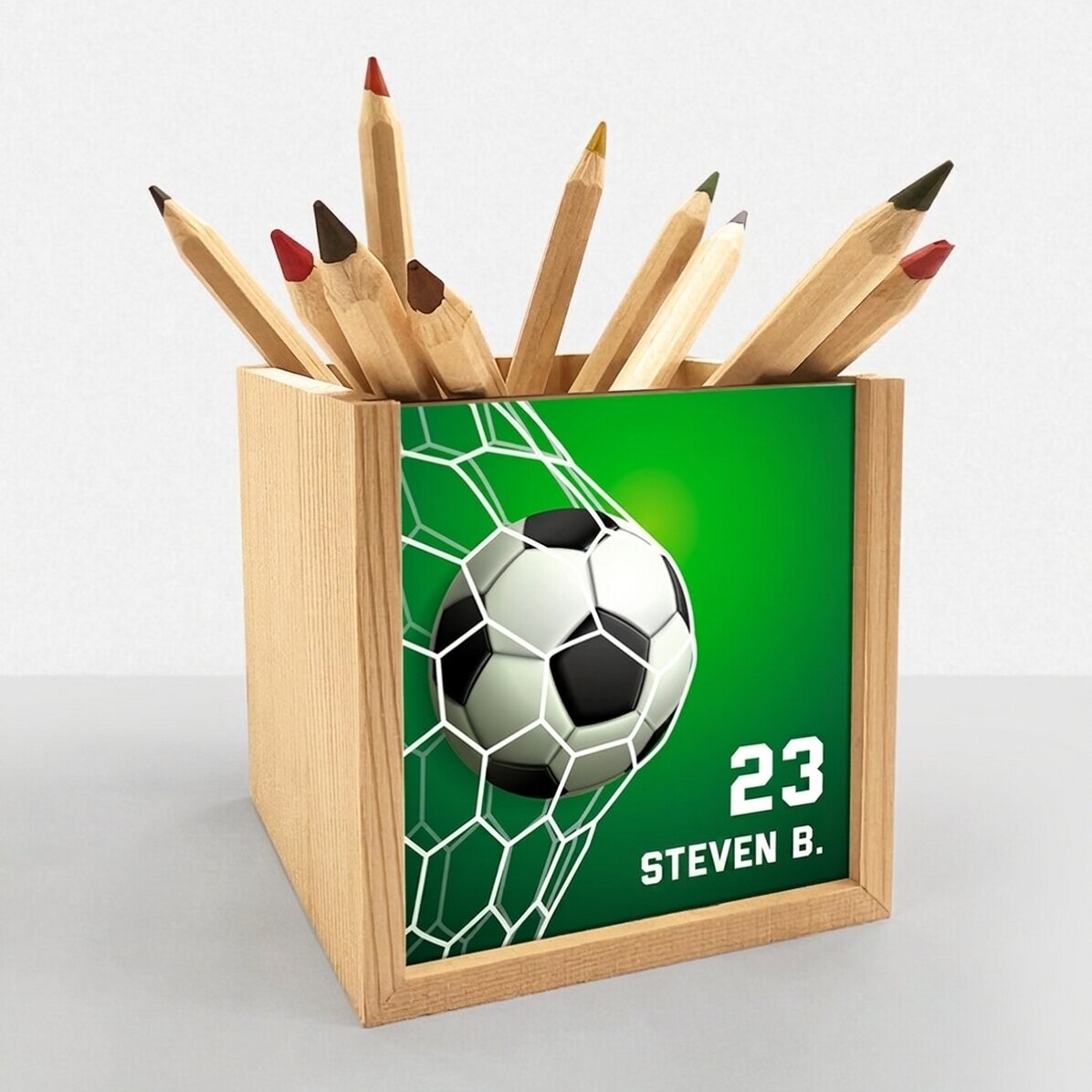 Personalised pencil holder with name - Football