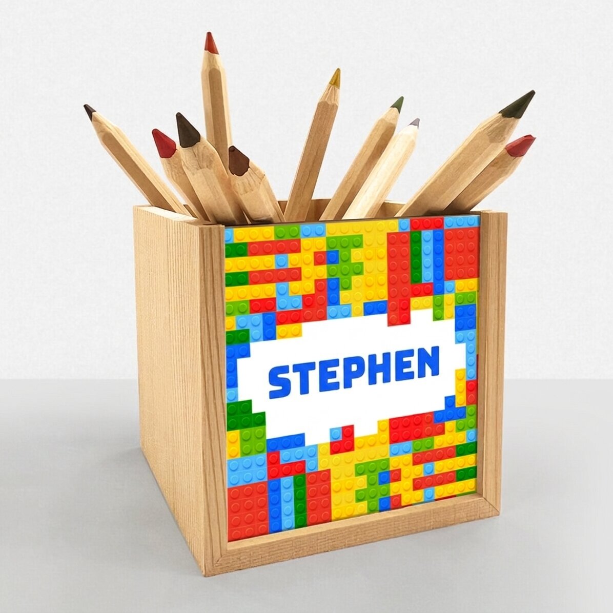 Personalised pencil holder with name - Lego