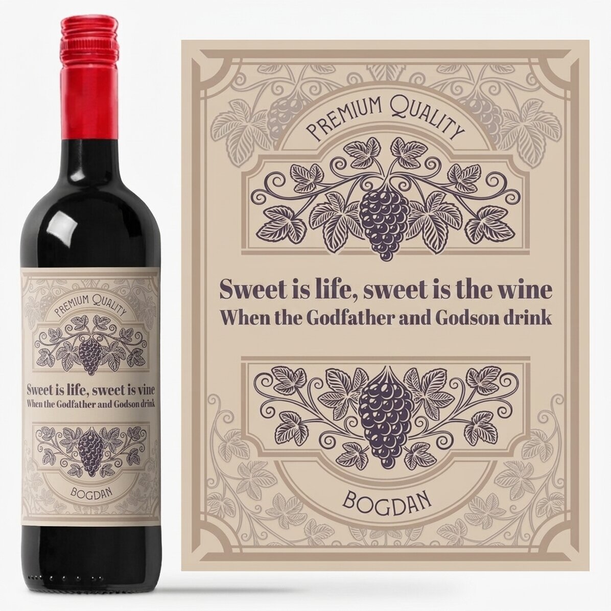 Personalised wine with text - Vita de vie