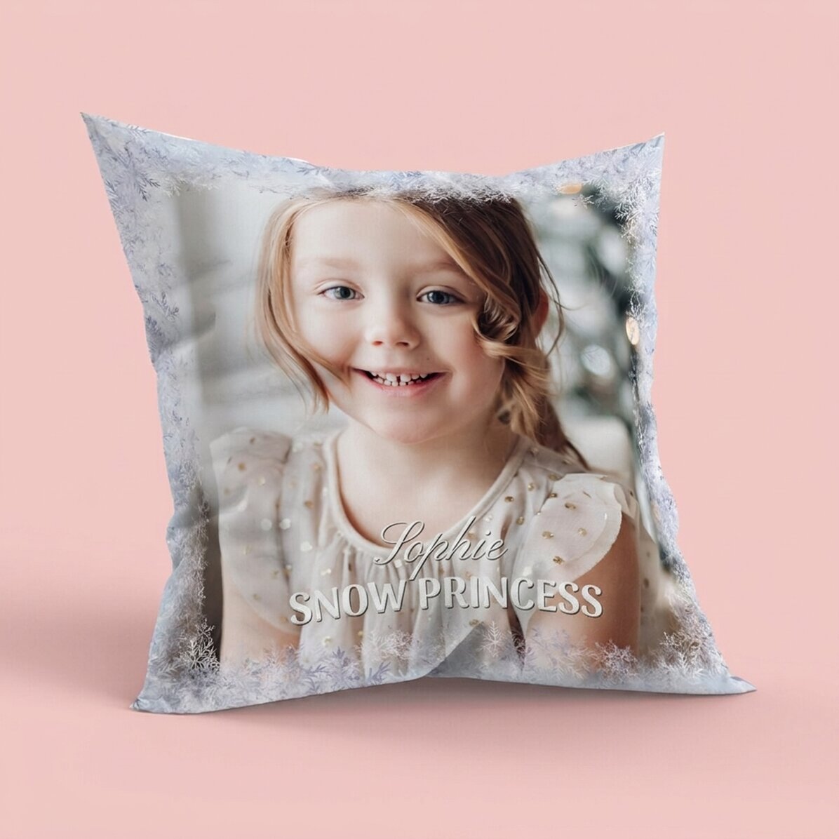 Personalised cushion with photo and text, large format - Winter