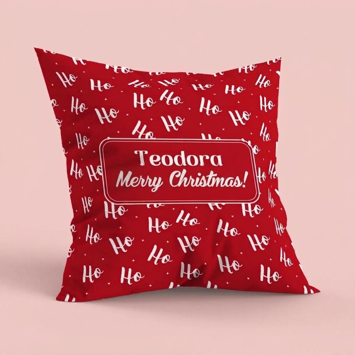 Personalised cushion with text, large size - HoHoHo