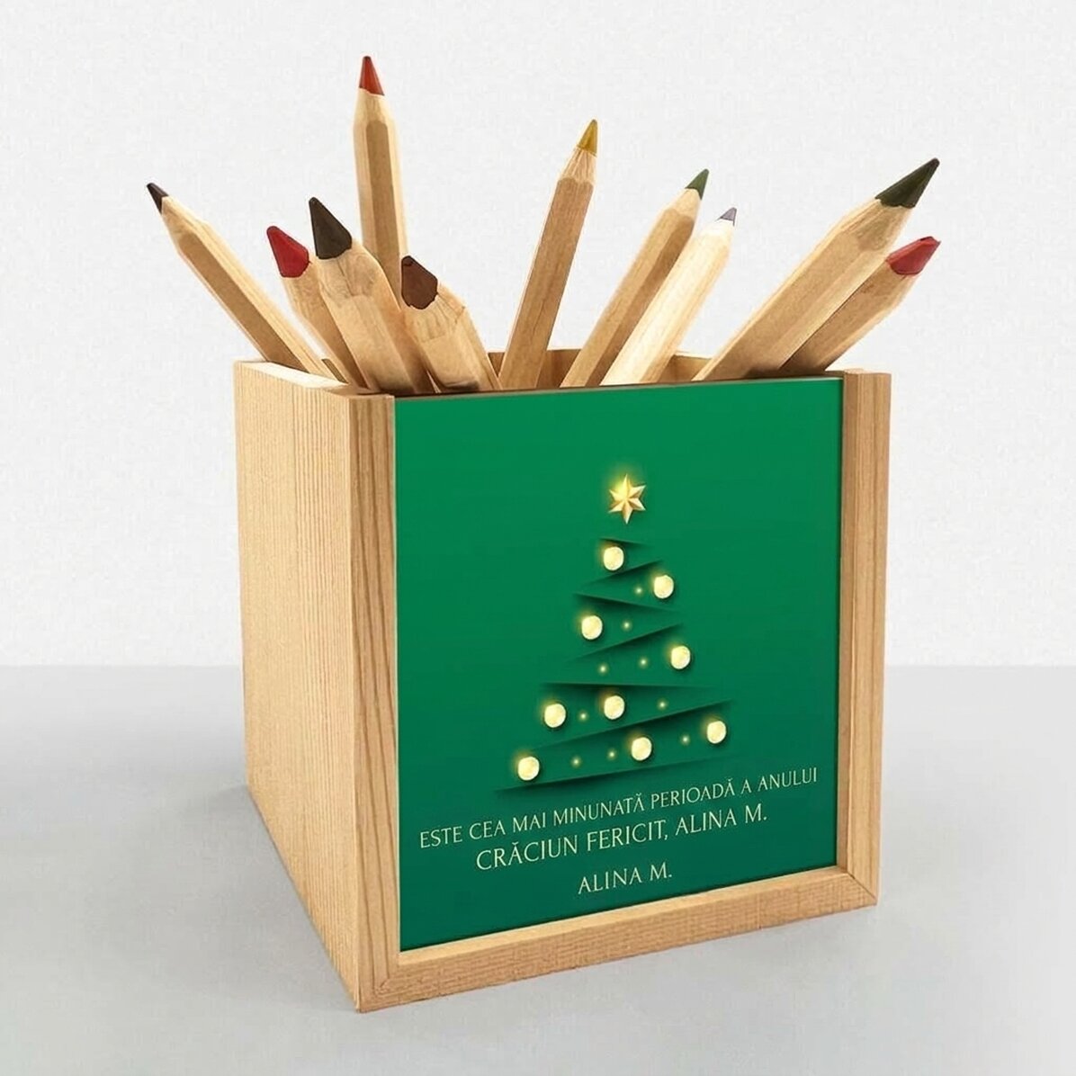 Personalised pencil holder with text - The most wonderful time