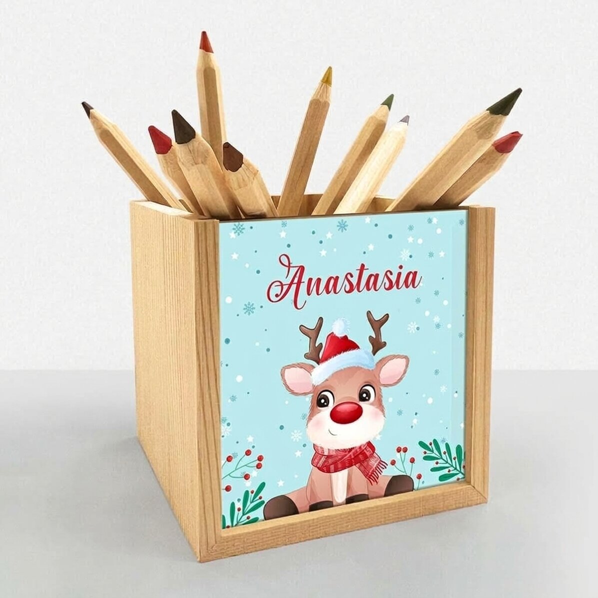 Personalised pencil holder with text - Winter time