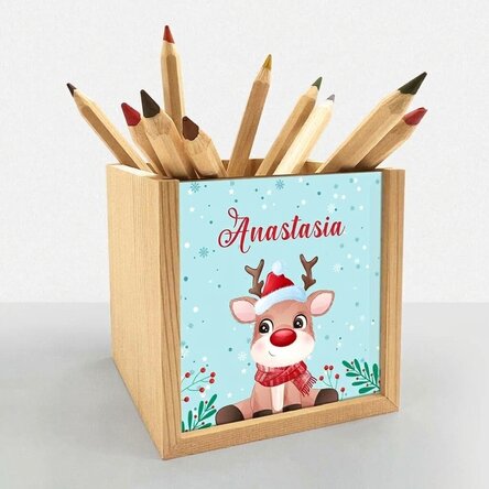 Personalised pencil holder with text - Winter time