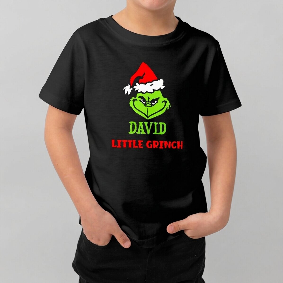 Customised cotton T-shirt for children with text - Grinch