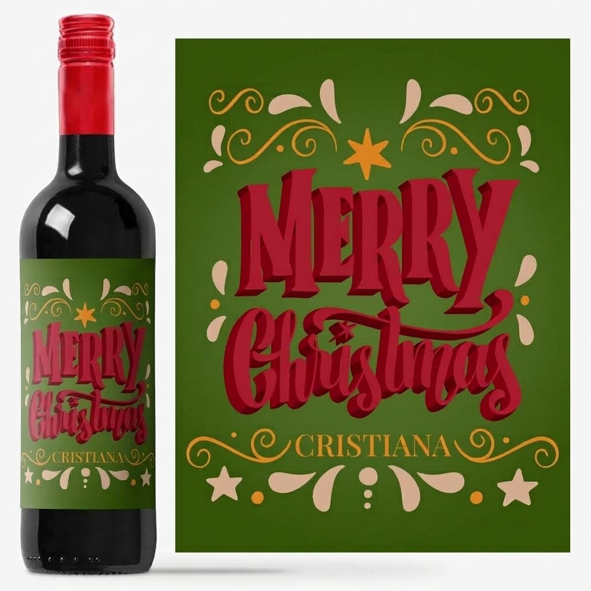 Personalised wine with message - Merry Christmas