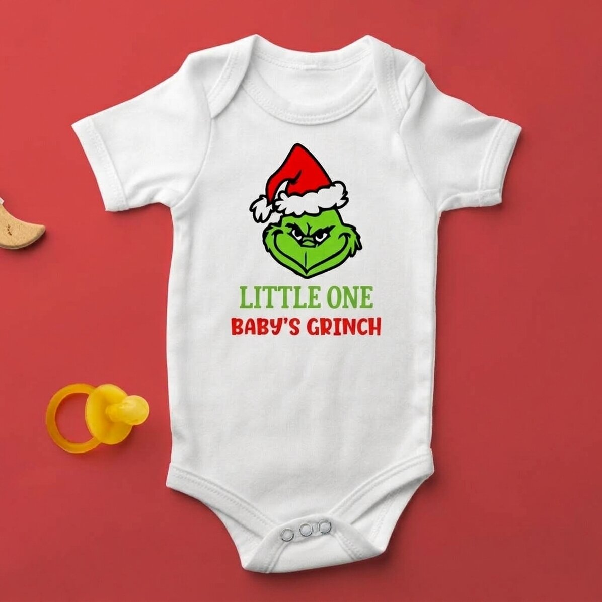 Personalised baby bodysuit with text - Grinch