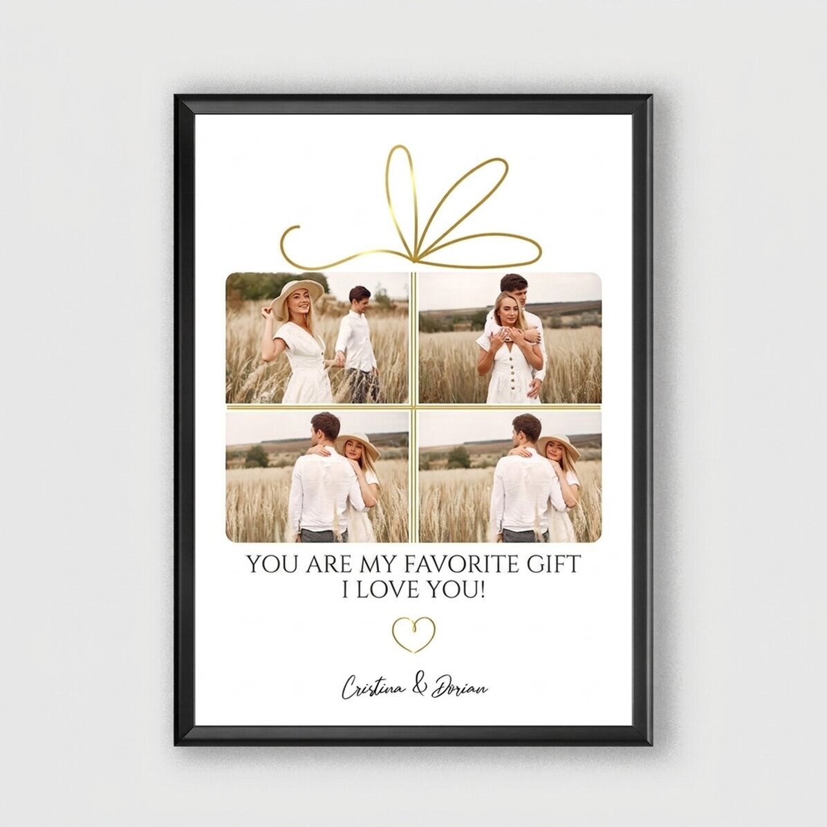 Personalised picture frame with 4 photos and message - The perfect gift