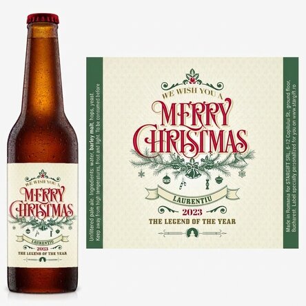 Personalised beer with text - Retro Christmas