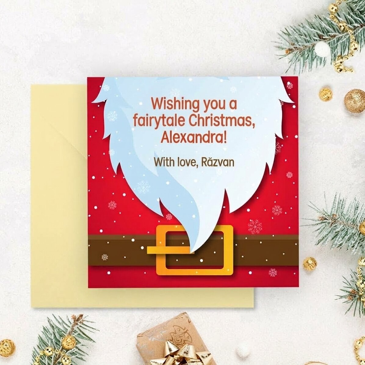 Personalised square card with message - Father Christmas