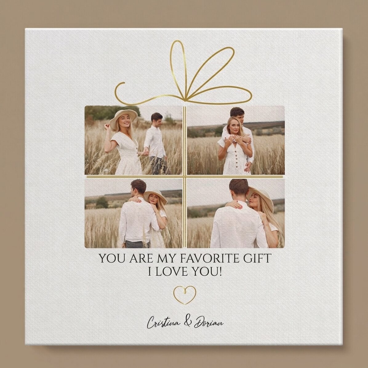Personalised canvas print with 4 photos and text - Memories as a gift