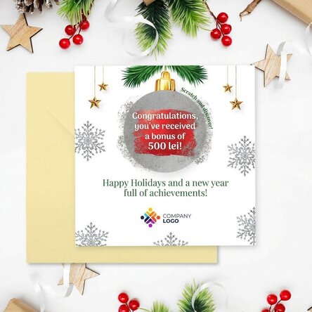 Personalised scratch card with logo and message - Christmas surprise