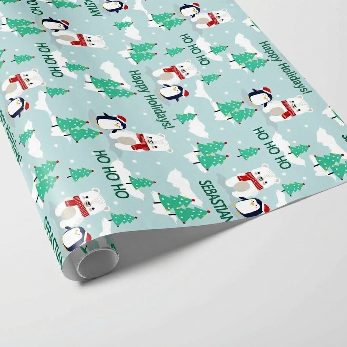 Personalised gift wrapping paper with text for children - Christmas